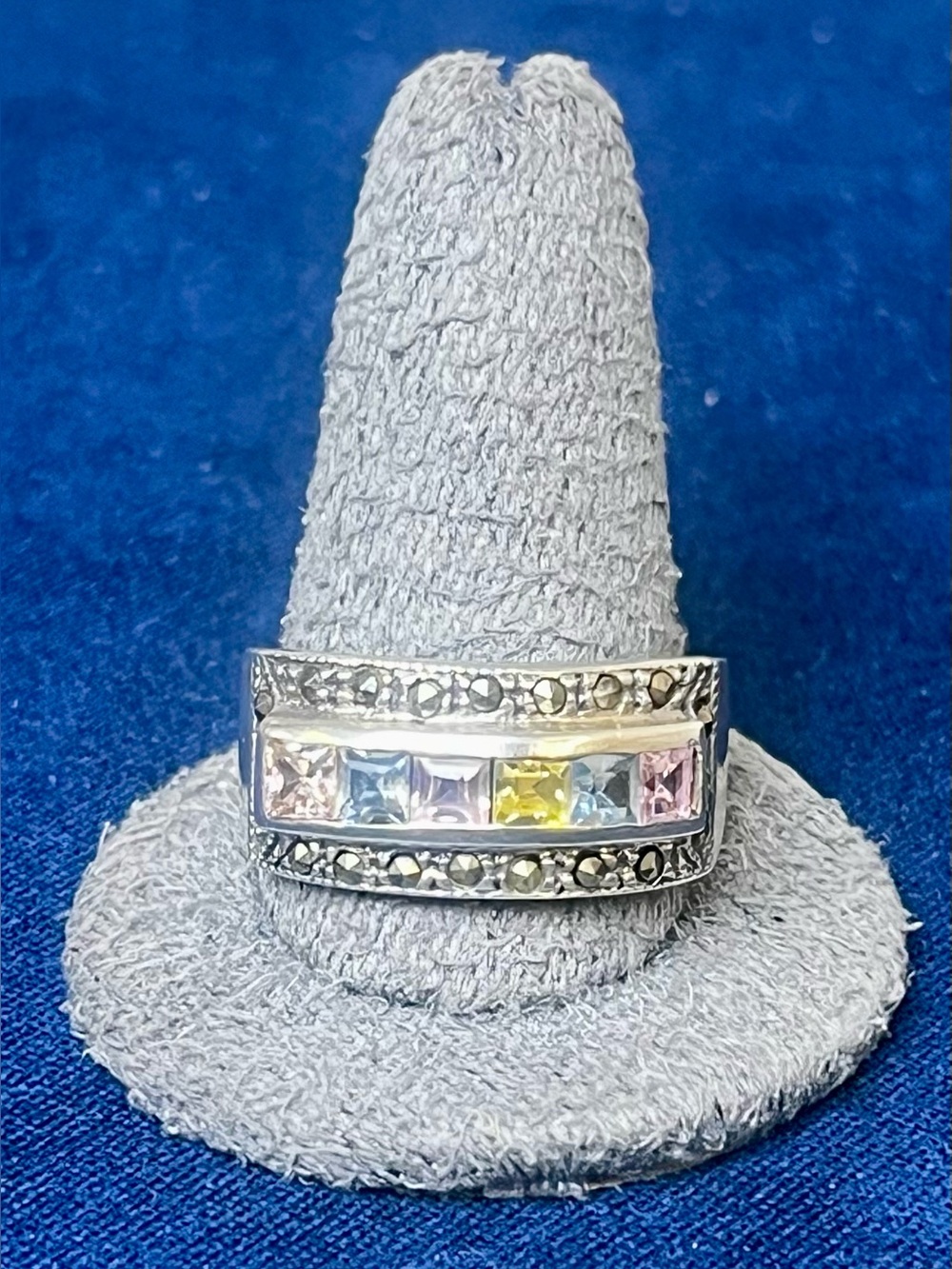 Silver Multicolor Cubic Zirconia Channel Ring - Women Jewelry